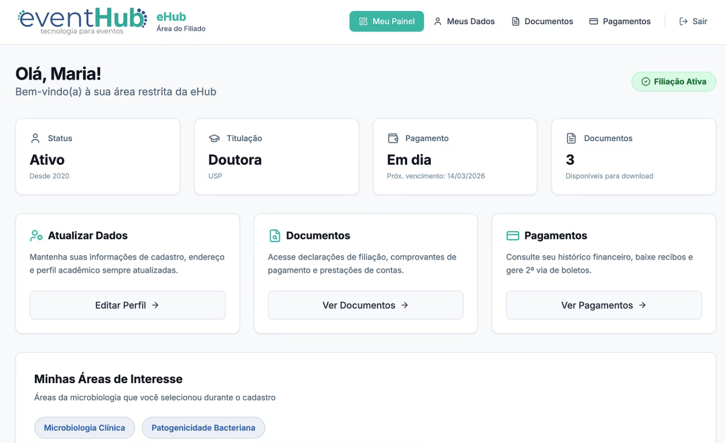Painel do Associado EventHub
